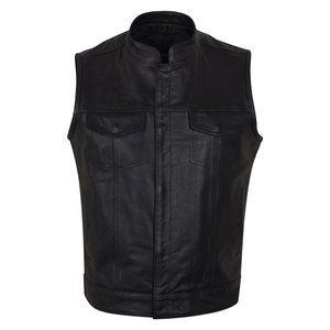 SOA Style Zipper and Snap Closure Leather Motorcycle Club Vest